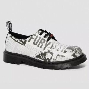NEW DR. MARTENS Sex Pistols 1461 Oxford Shoes Punk 3-Eye B/W Newspaper Print Doc
